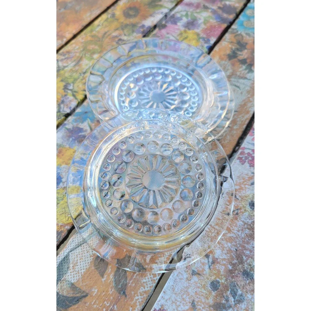 Vintage Federal Glass Ashtray Set – Imperial Sunburst Coasters (3)